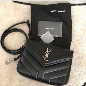 Toy Loulou Calfskin Leather Crossbody Bag in Black